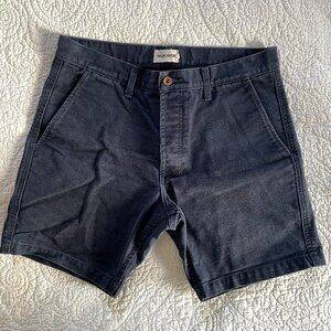 Taylor Stitch Mens 33 Navy Blue Heavy Canvas Shorts Button Fly SF Map Pockets